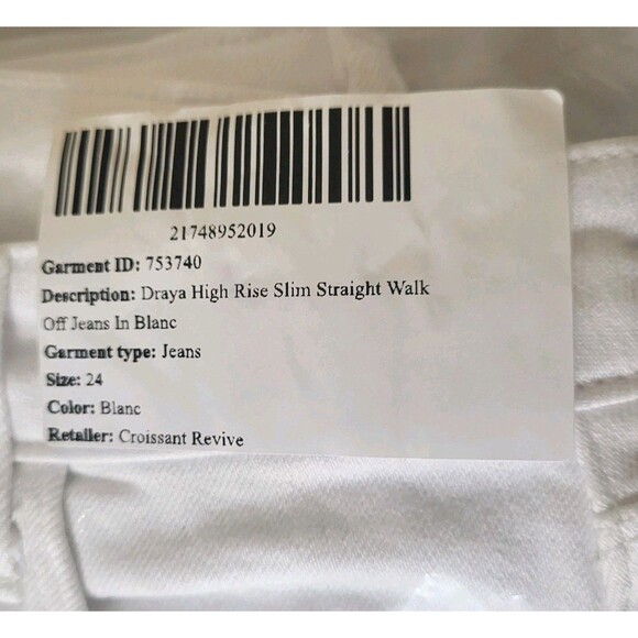 L'Agence Draya High Rise Slim Straight Jeans - Blanc MSRP $315 NWOT 24 Holiday - Picture 12 of 12